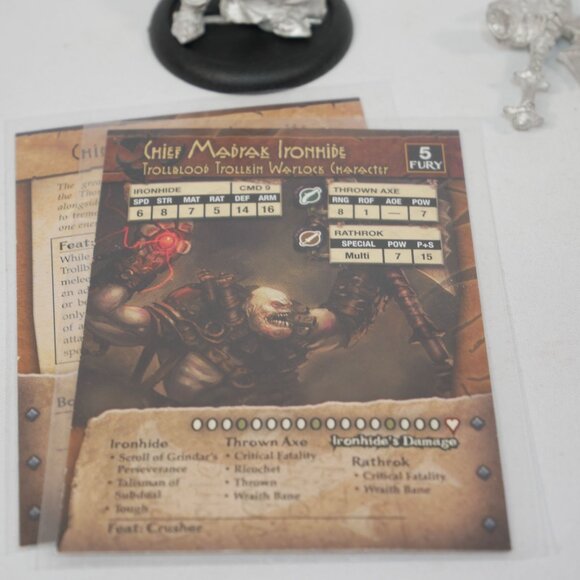 Warmachine/Hordes Trollblood Chief Madrak Ironhide Miniature With Cards - Picture 4 of 4